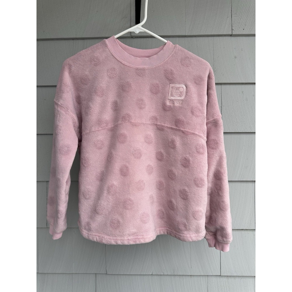 Disney Spirit Jersey Youth XL Pink Plush Fleece Polka Dot Walt Disney‎ World